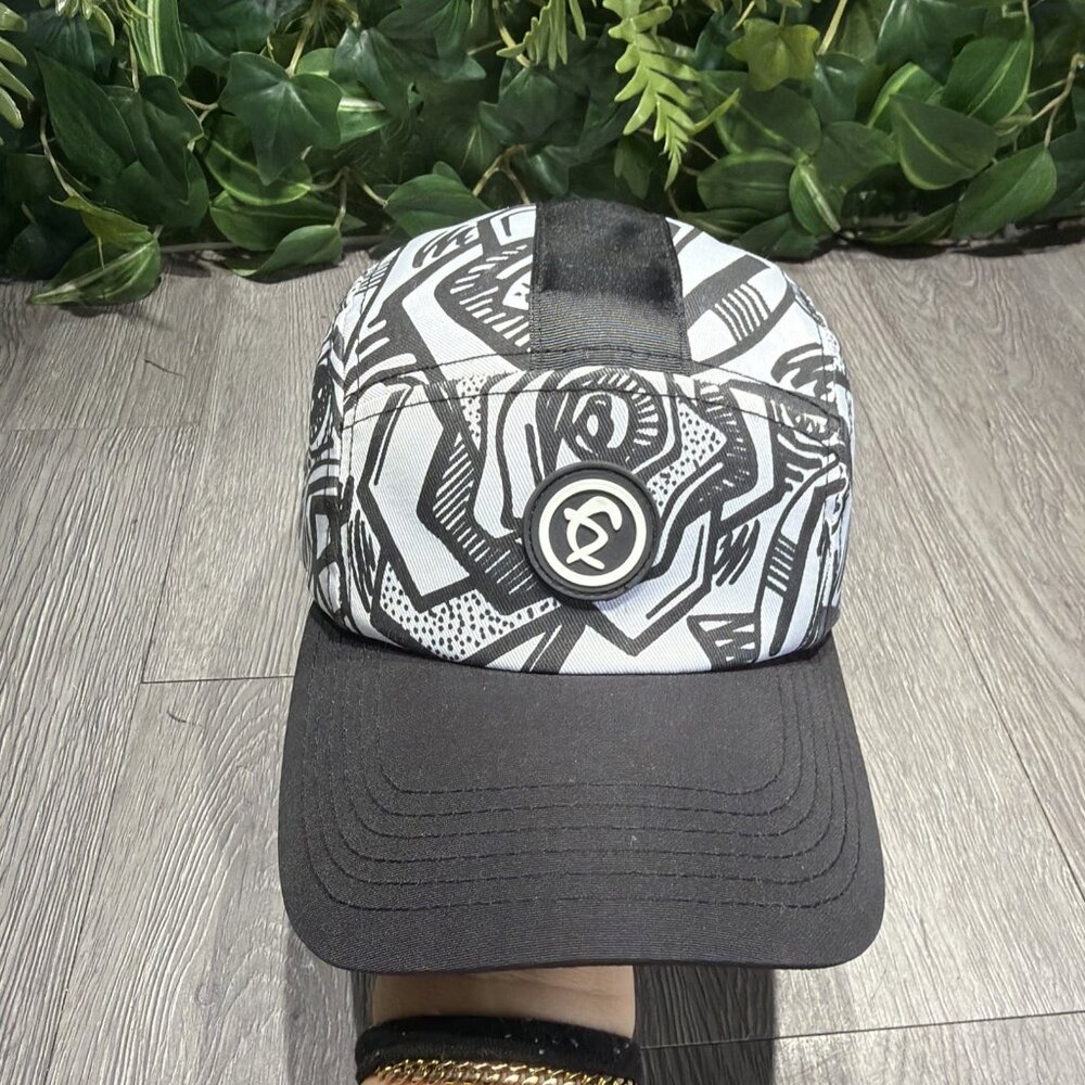 Dungeonforward 5 Panel Hat Cap Strap Back  Mens Graphic Black White